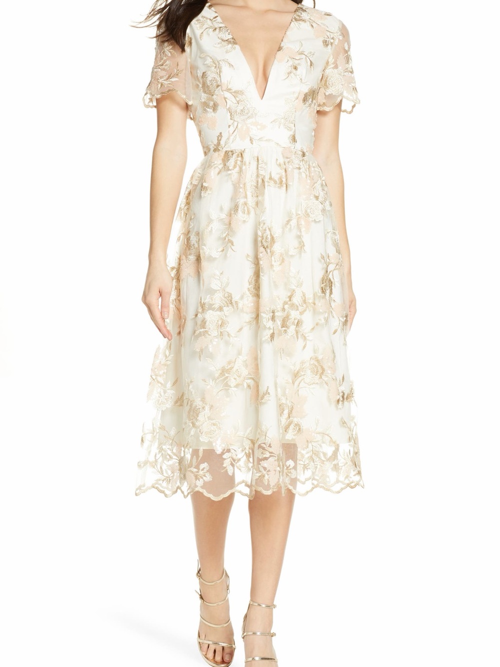 Chi Chi London Betty Dress in Champagne